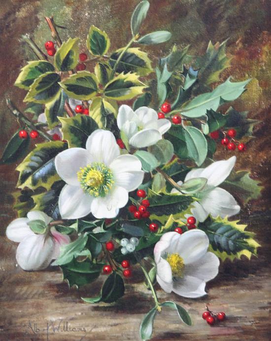 Albert Williams (1922-2010) Christmas Roses and Mistletoe 12 x 10in.